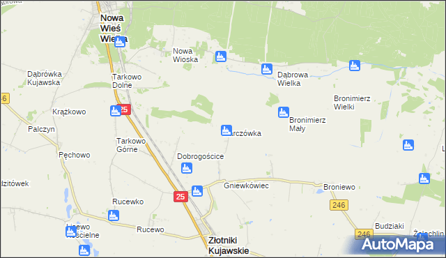 mapa Karczówka gmina Złotniki Kujawskie, Karczówka gmina Złotniki Kujawskie na mapie Targeo