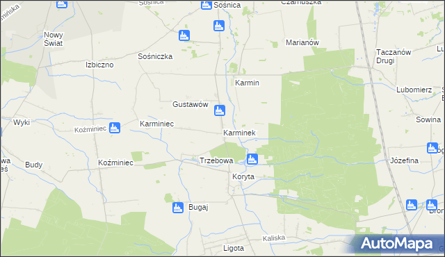 mapa Karminek, Karminek na mapie Targeo