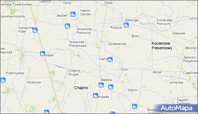 mapa Karnków gmina Chąśno, Karnków gmina Chąśno na mapie Targeo