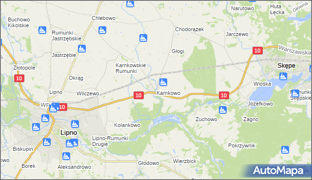 mapa Karnkowo gmina Lipno, Karnkowo gmina Lipno na mapie Targeo