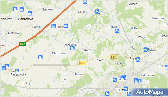 mapa Karolew gmina Dąbrówka, Karolew gmina Dąbrówka na mapie Targeo
