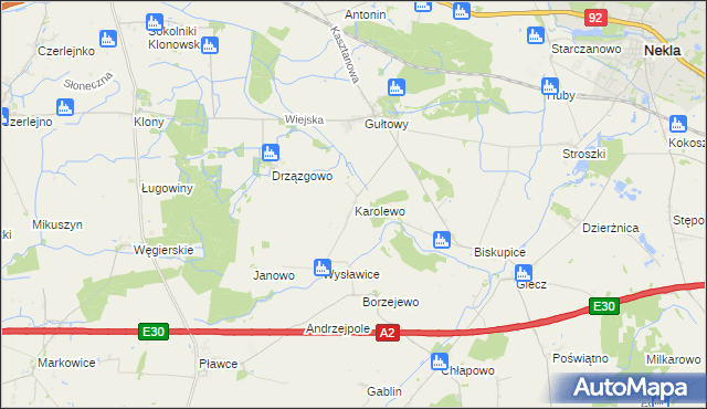 mapa Karolewo gmina Dominowo, Karolewo gmina Dominowo na mapie Targeo