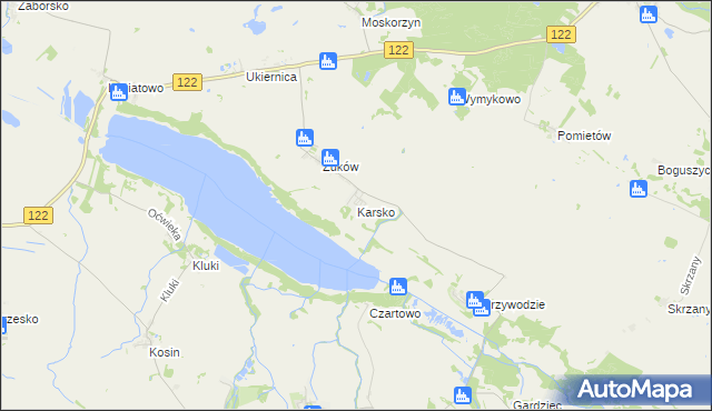 mapa Karsko gmina Przelewice, Karsko gmina Przelewice na mapie Targeo