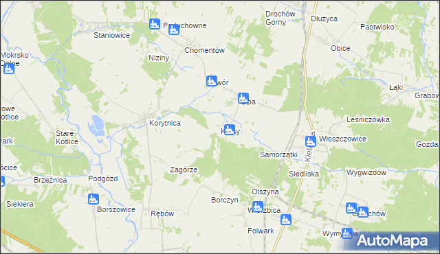 mapa Karsy gmina Sobków, Karsy gmina Sobków na mapie Targeo