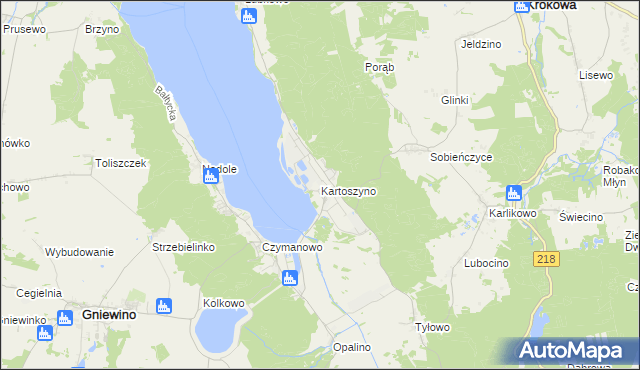 mapa Kartoszyno, Kartoszyno na mapie Targeo