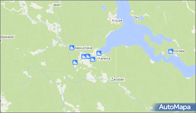 mapa Karwica gmina Ruciane-Nida, Karwica gmina Ruciane-Nida na mapie Targeo