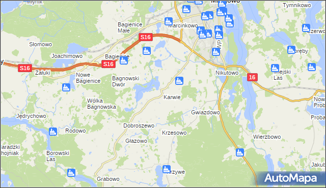 mapa Karwie gmina Mrągowo, Karwie gmina Mrągowo na mapie Targeo