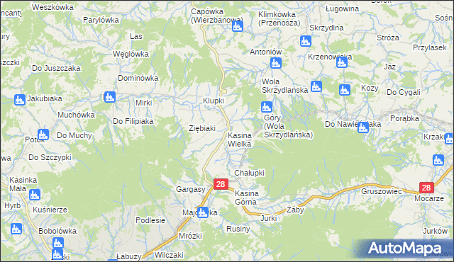 mapa Kasina Wielka, Kasina Wielka na mapie Targeo