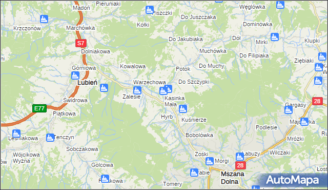 mapa Kasinka Mała, Kasinka Mała na mapie Targeo