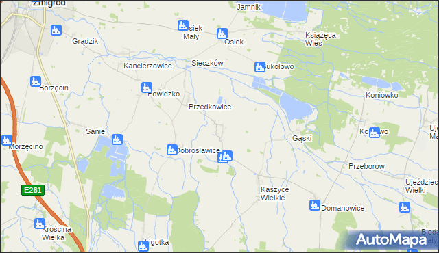 mapa Kaszyce Milickie, Kaszyce Milickie na mapie Targeo