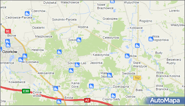 mapa Katarzynów gmina Ozorków, Katarzynów gmina Ozorków na mapie Targeo