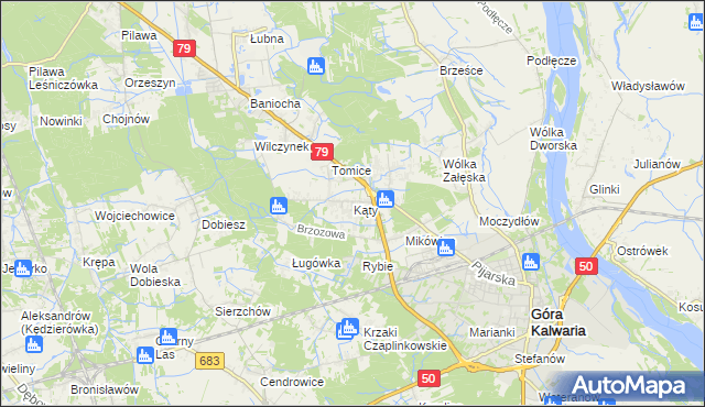 mapa Kąty gmina Góra Kalwaria, Kąty gmina Góra Kalwaria na mapie Targeo