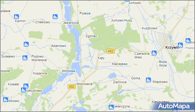 mapa Kąty gmina Osieczna, Kąty gmina Osieczna na mapie Targeo