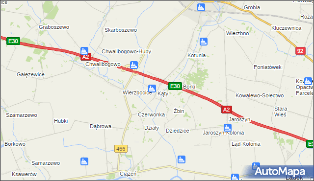 mapa Kąty gmina Słupca, Kąty gmina Słupca na mapie Targeo