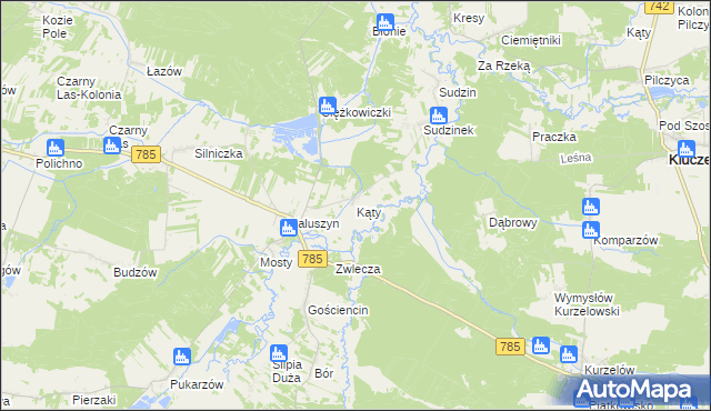 mapa Kąty gmina Żytno, Kąty gmina Żytno na mapie Targeo