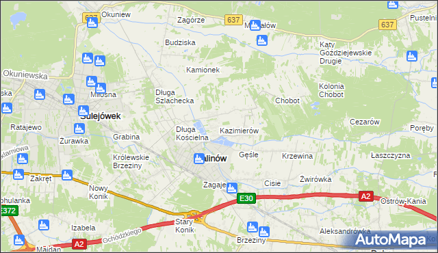 mapa Kazimierów gmina Halinów, Kazimierów gmina Halinów na mapie Targeo