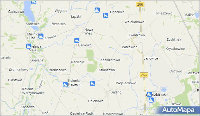 mapa Kazimierowo gmina Wierzbinek, Kazimierowo gmina Wierzbinek na mapie Targeo