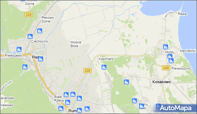 mapa Kazimierz gmina Kosakowo, Kazimierz gmina Kosakowo na mapie Targeo
