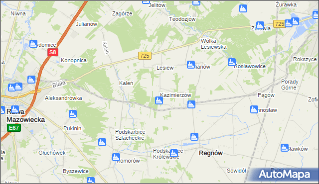 mapa Kazimierzów gmina Regnów, Kazimierzów gmina Regnów na mapie Targeo