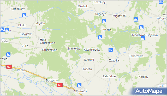 mapa Kazimierzów gmina Stoczek, Kazimierzów gmina Stoczek na mapie Targeo