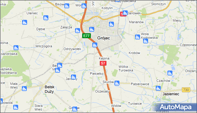 mapa Kępina gmina Grójec, Kępina gmina Grójec na mapie Targeo