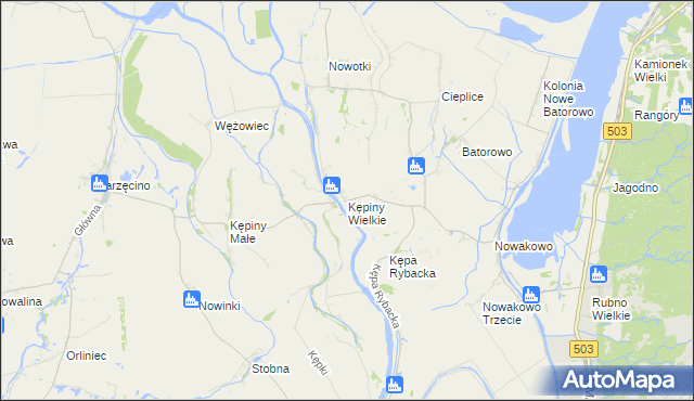 mapa Kępiny Wielkie, Kępiny Wielkie na mapie Targeo
