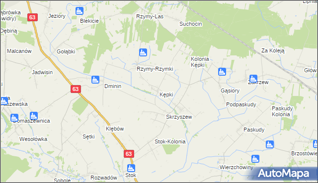 mapa Kępki gmina Ulan-Majorat, Kępki gmina Ulan-Majorat na mapie Targeo
