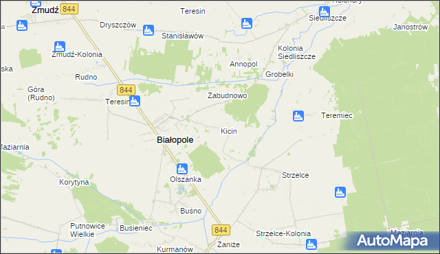 mapa Kicin gmina Białopole, Kicin gmina Białopole na mapie Targeo