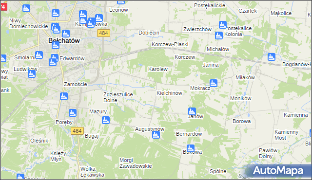 mapa Kielchinów, Kielchinów na mapie Targeo