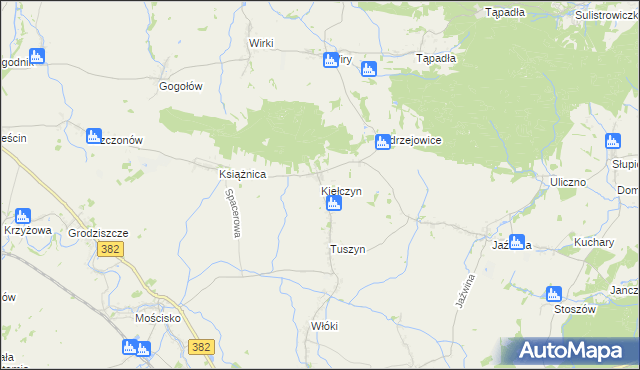 mapa Kiełczyn gmina Dzierżoniów, Kiełczyn gmina Dzierżoniów na mapie Targeo