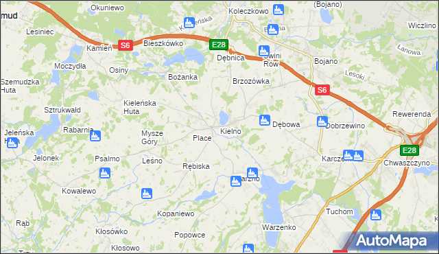 mapa Kielno gmina Szemud, Kielno gmina Szemud na mapie Targeo