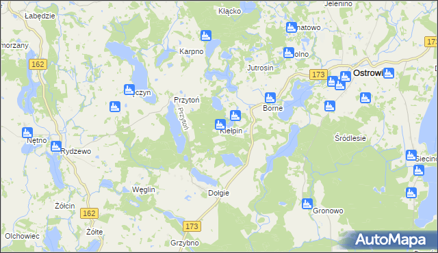 mapa Kiełpin gmina Ostrowice, Kiełpin gmina Ostrowice na mapie Targeo