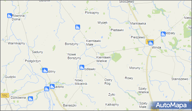 mapa Kiemławki Wielkie, Kiemławki Wielkie na mapie Targeo