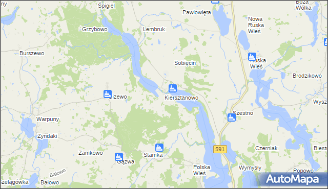 mapa Kiersztanowo gmina Mrągowo, Kiersztanowo gmina Mrągowo na mapie Targeo