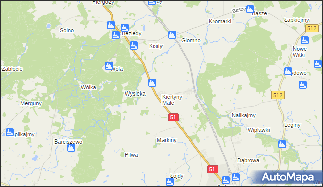 mapa Kiertyny Małe, Kiertyny Małe na mapie Targeo