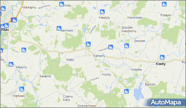mapa Kierwiny, Kierwiny na mapie Targeo