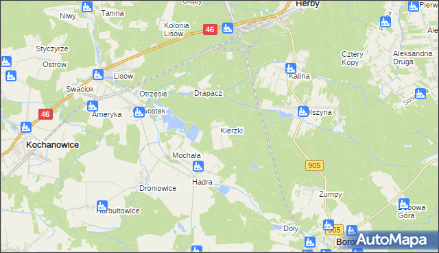 mapa Kierzki gmina Herby, Kierzki gmina Herby na mapie Targeo