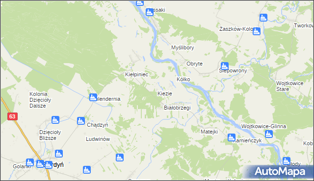 mapa Kiezie, Kiezie na mapie Targeo