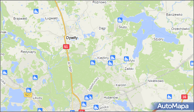 mapa Kieźliny, Kieźliny na mapie Targeo