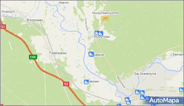 mapa Kijewice gmina Skwierzyna, Kijewice gmina Skwierzyna na mapie Targeo