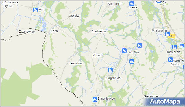 mapa Kijów gmina Otmuchów, Kijów gmina Otmuchów na mapie Targeo