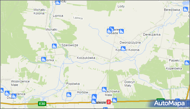 mapa Kijowiec gmina Zalesie, Kijowiec gmina Zalesie na mapie Targeo