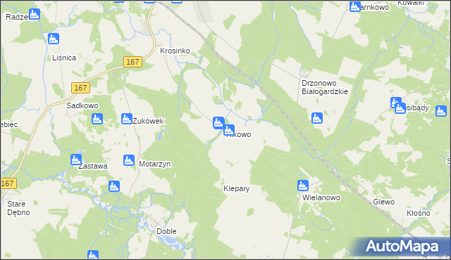 mapa Kikowo gmina Tychowo, Kikowo gmina Tychowo na mapie Targeo