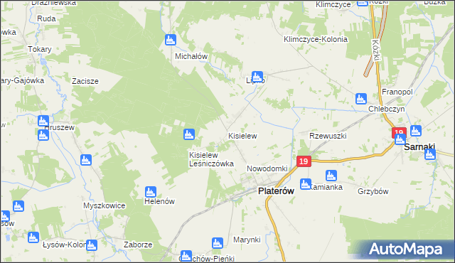 mapa Kisielew, Kisielew na mapie Targeo