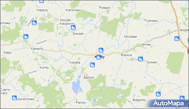 mapa Kiwity powiat lidzbarski, Kiwity powiat lidzbarski na mapie Targeo