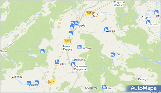 mapa Klarewo, Klarewo na mapie Targeo