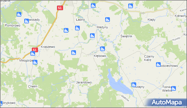 mapa Kłębowo, Kłębowo na mapie Targeo