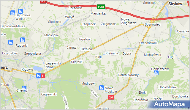 mapa Klęk, Klęk na mapie Targeo