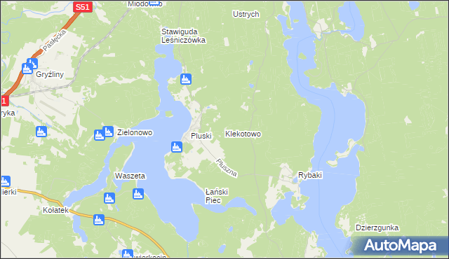 mapa Klekotowo gmina Stawiguda, Klekotowo gmina Stawiguda na mapie Targeo