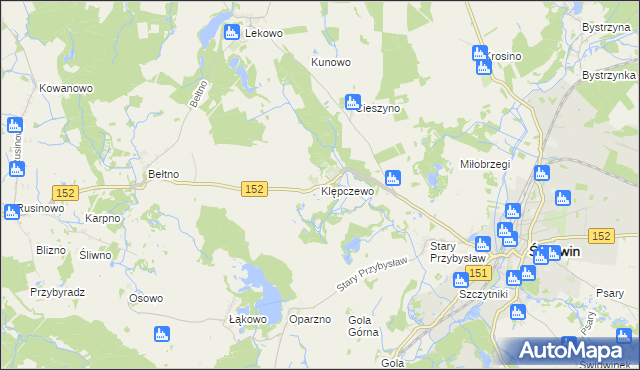 mapa Klępczewo, Klępczewo na mapie Targeo